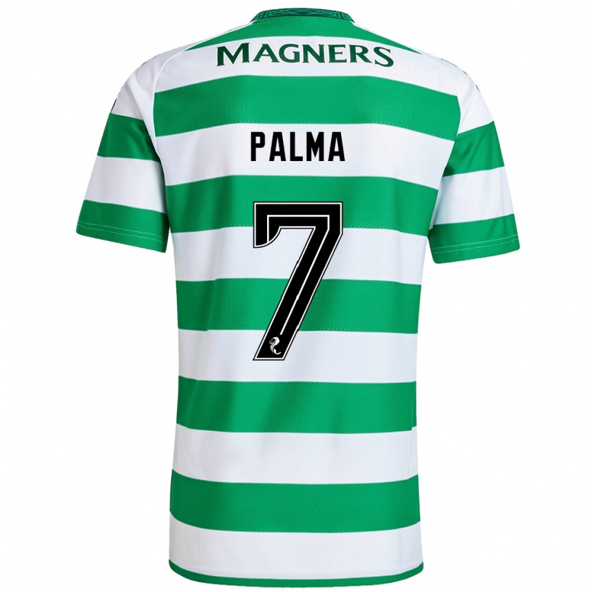 Kids Football Luis Palma #7 Green White Home Jersey 2024/25 T-Shirt Uk