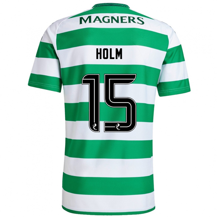 Kids Football Odin Thiago Holm #15 Green White Home Jersey 2024/25 T-Shirt Uk