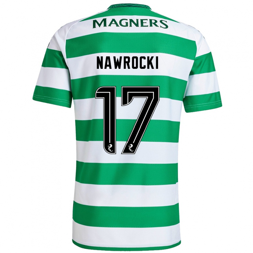 Kids Football Maik Nawrocki #17 Green White Home Jersey 2024/25 T-Shirt Uk