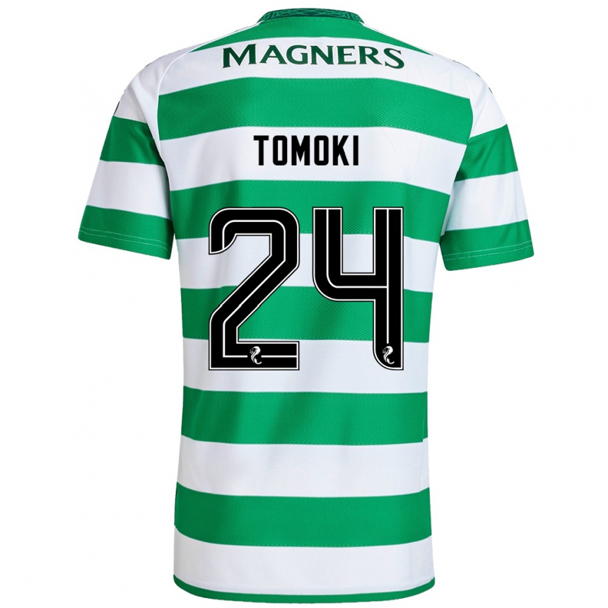 Kids Football Tomoki Iwata #24 Green White Home Jersey 2024/25 T-Shirt Uk