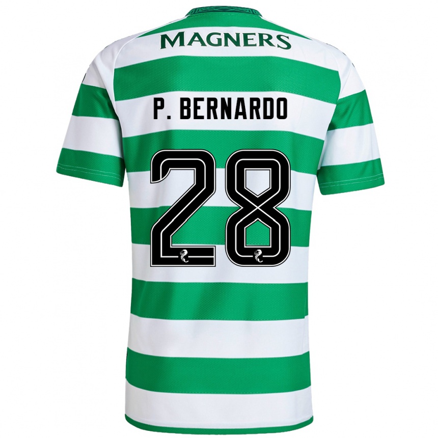 Kids Football Paulo Bernardo #28 Green White Home Jersey 2024/25 T-Shirt Uk