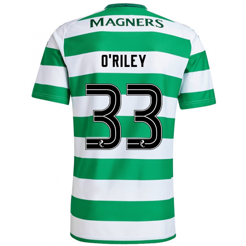 Kids Football Matt O'riley #33 Green White Home Jersey 2024/25 T-Shirt Uk