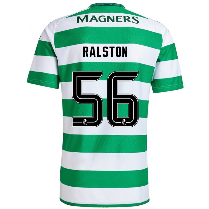 Kids Football Anthony Ralston #56 Green White Home Jersey 2024/25 T-Shirt Uk