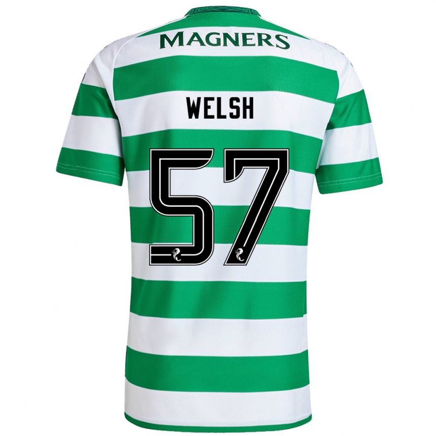 Kids Football Stephen Welsh #57 Green White Home Jersey 2024/25 T-Shirt Uk