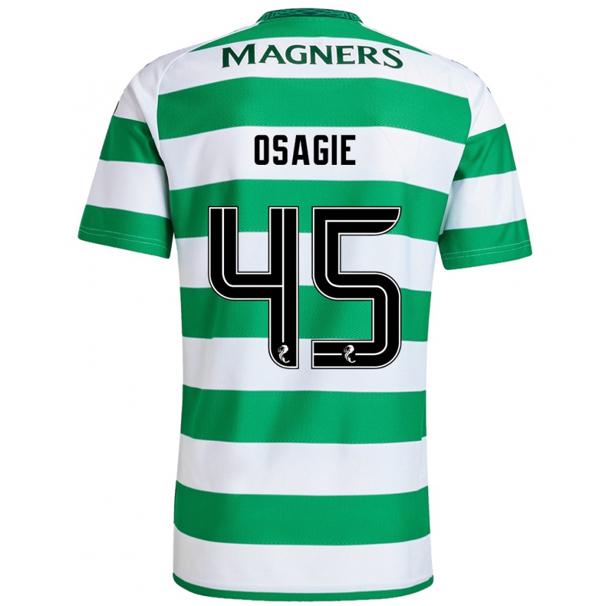 Kids Football Justin Osagie #45 Green White Home Jersey 2024/25 T-Shirt Uk