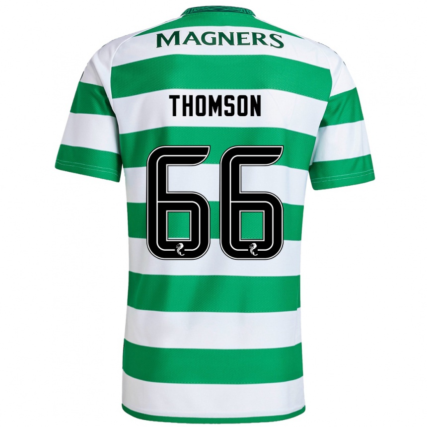 Kids Football Corey Thomson #66 Green White Home Jersey 2024/25 T-Shirt Uk