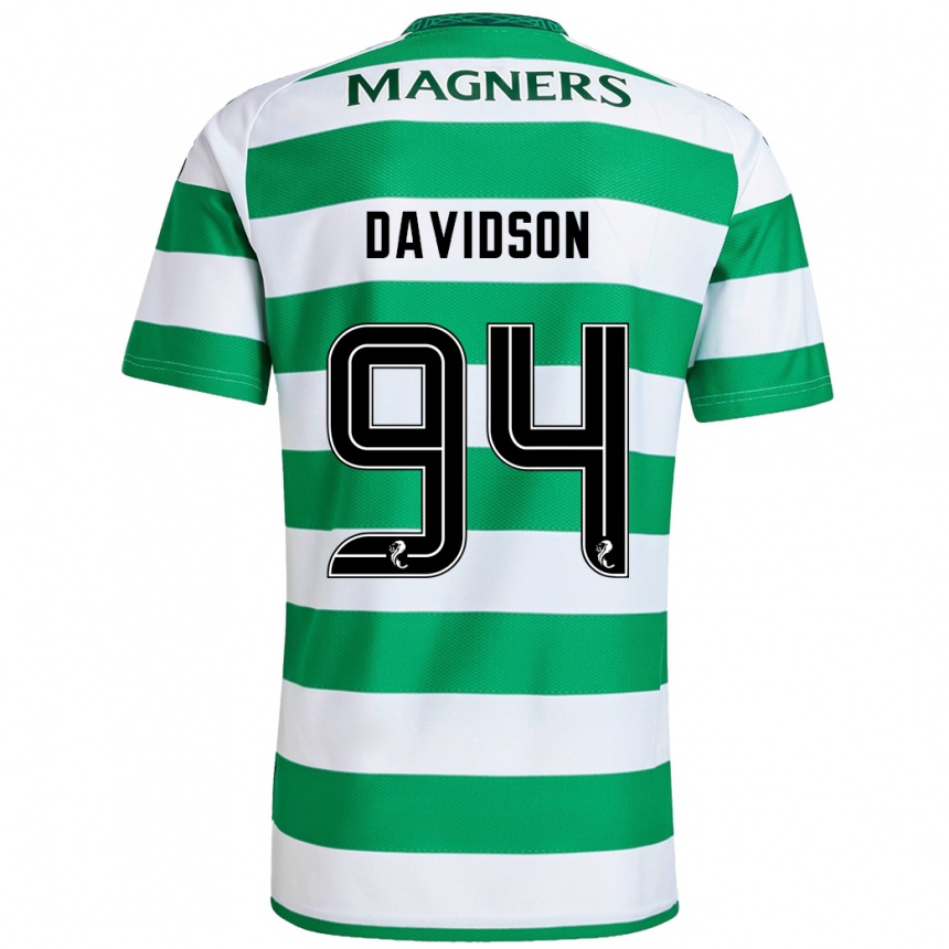 Kids Football Bruno Davidson #94 Green White Home Jersey 2024/25 T-Shirt Uk