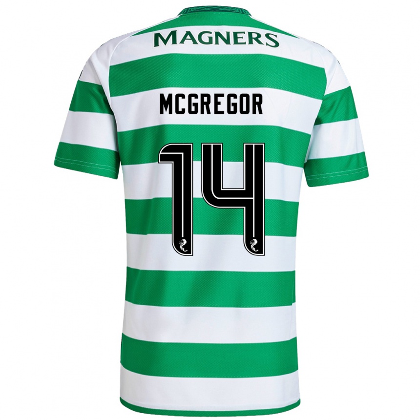 Kids Football Shannon Mcgregor #14 Green White Home Jersey 2024/25 T-Shirt Uk