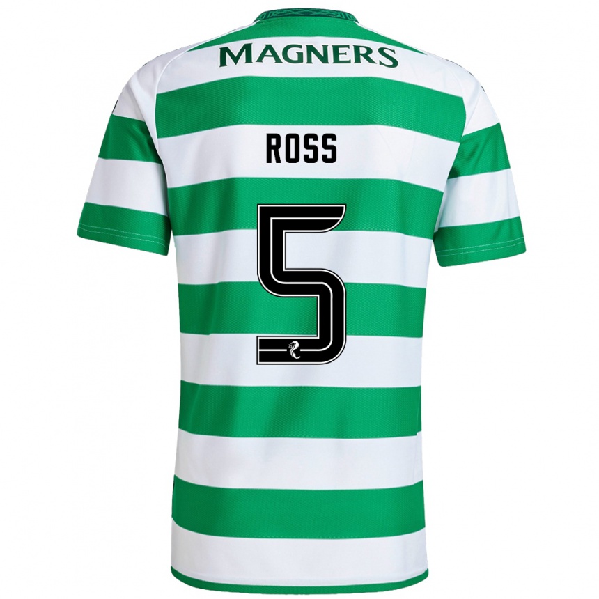 Kids Football Natalie Ross #5 Green White Home Jersey 2024/25 T-Shirt Uk