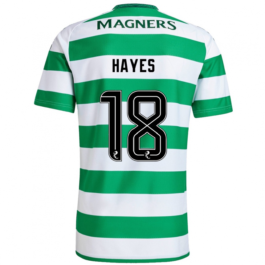 Kids Football Caitlin Hayes #18 Green White Home Jersey 2024/25 T-Shirt Uk