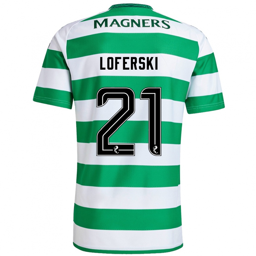 Kids Football Kit Loferski #21 Green White Home Jersey 2024/25 T-Shirt Uk