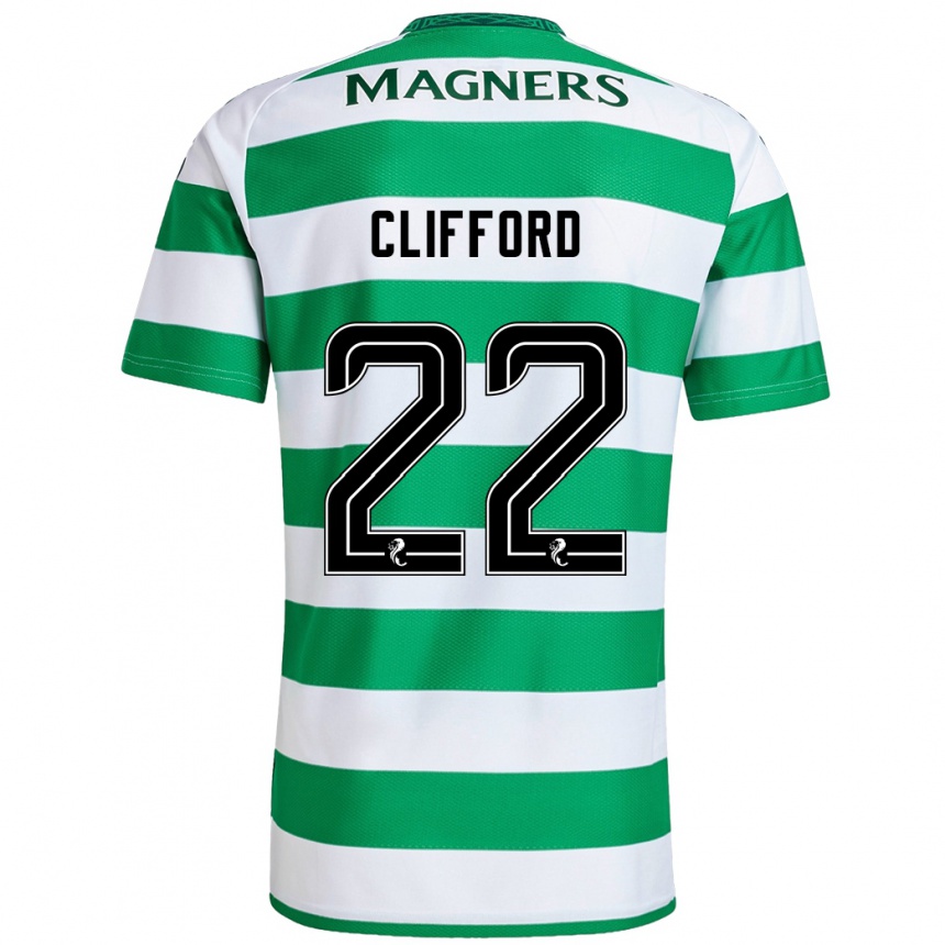 Kids Football Lucy Ashworth-Clifford #22 Green White Home Jersey 2024/25 T-Shirt Uk