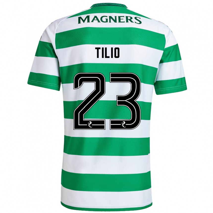 Kids Football Marco Tilio #23 Green White Home Jersey 2024/25 T-Shirt Uk