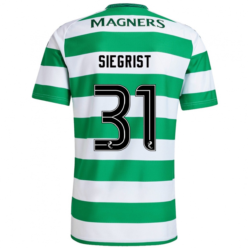 Kids Football Benjamin Siegrist #31 Green White Home Jersey 2024/25 T-Shirt Uk