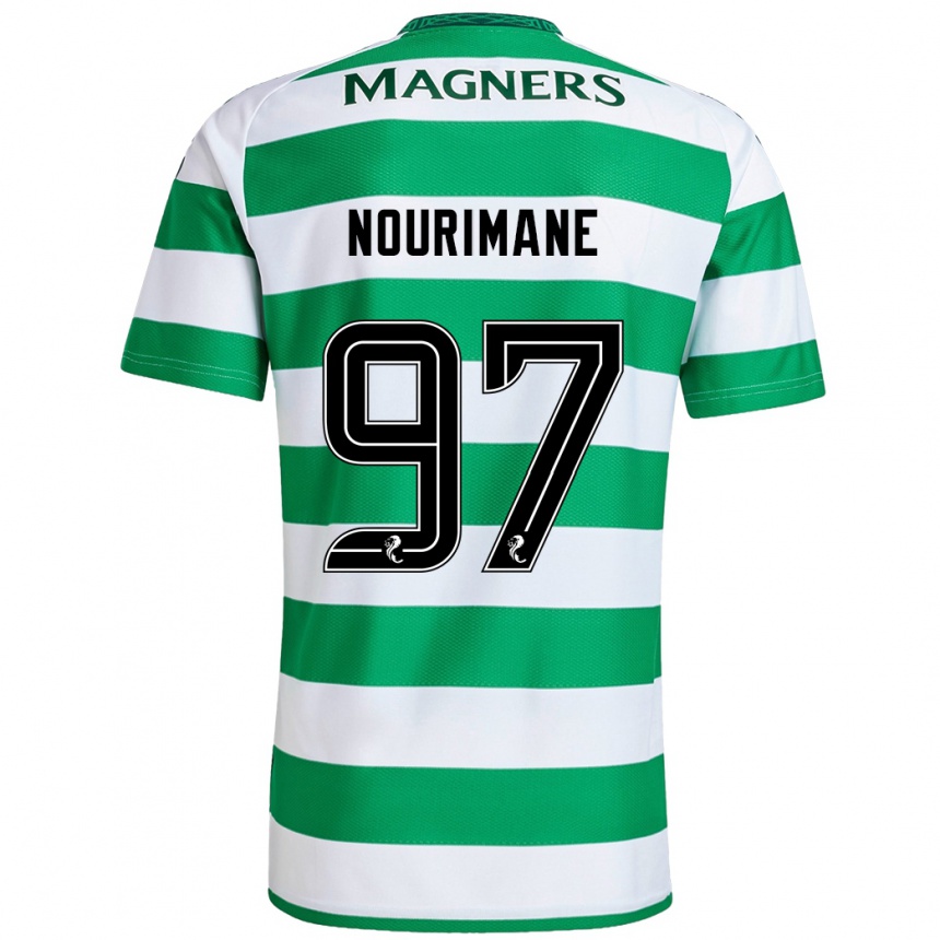 Kids Football Addi Nourimane #97 Green White Home Jersey 2024/25 T-Shirt Uk