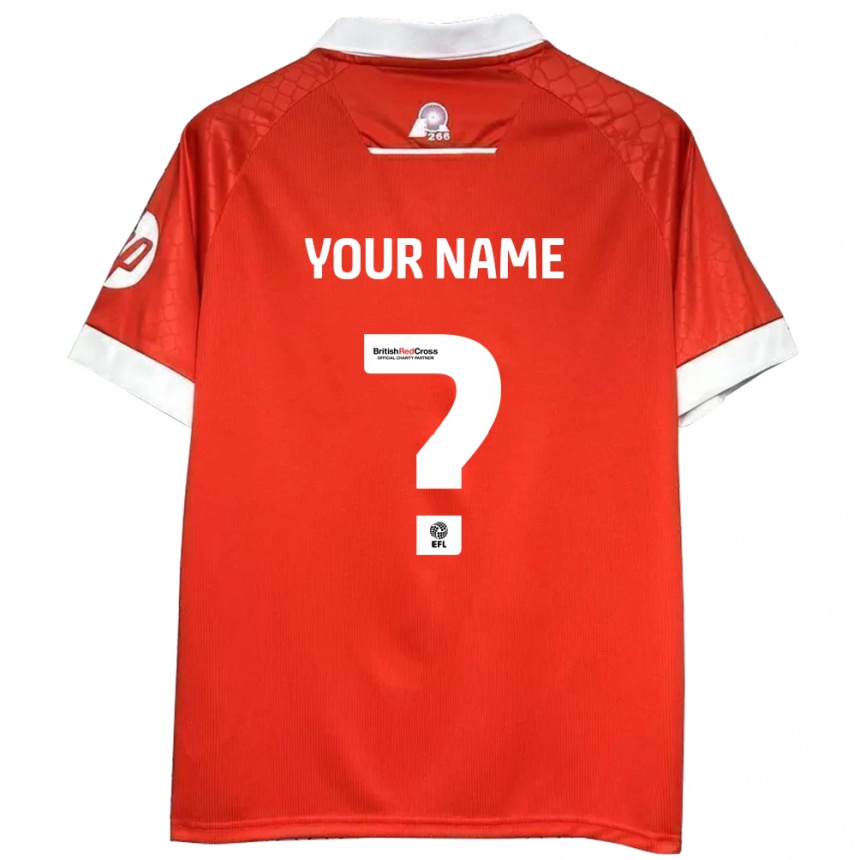 Kids Football Your Name #0 Red White Home Jersey 2024/25 T-Shirt Uk