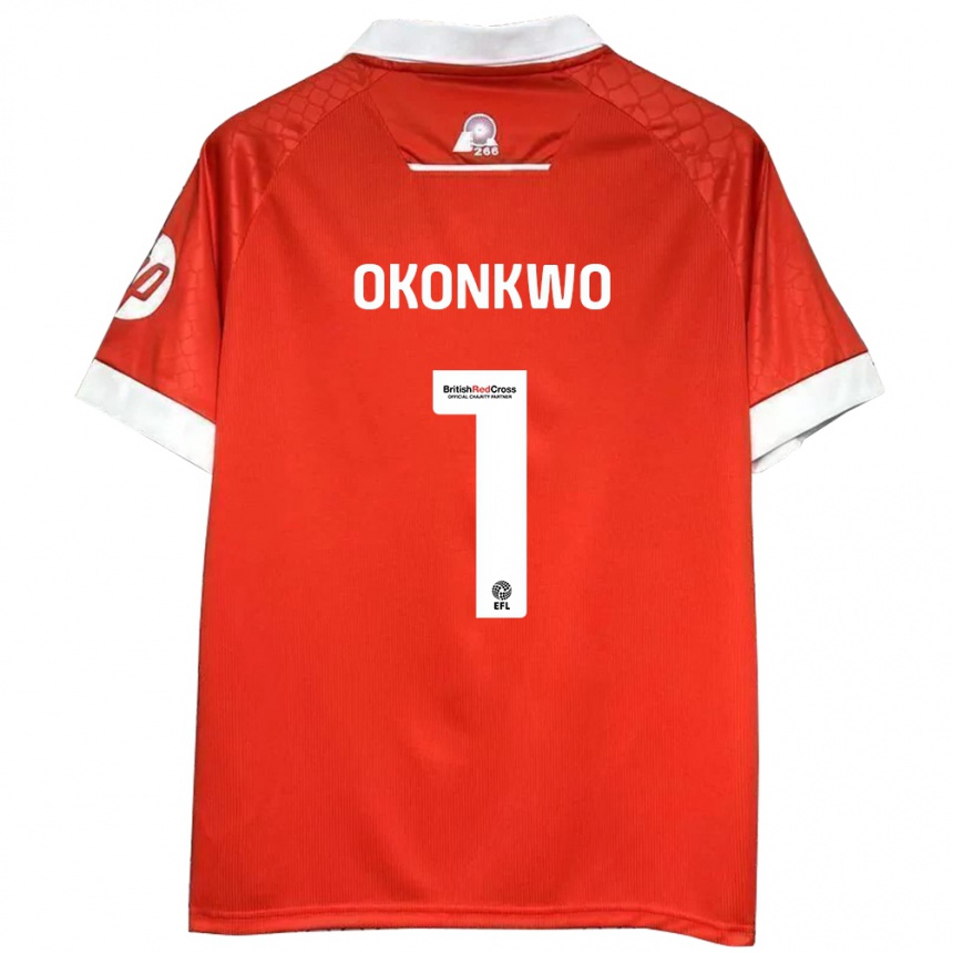 Kids Football Arthur Okonkwo #1 Red White Home Jersey 2024/25 T-Shirt Uk