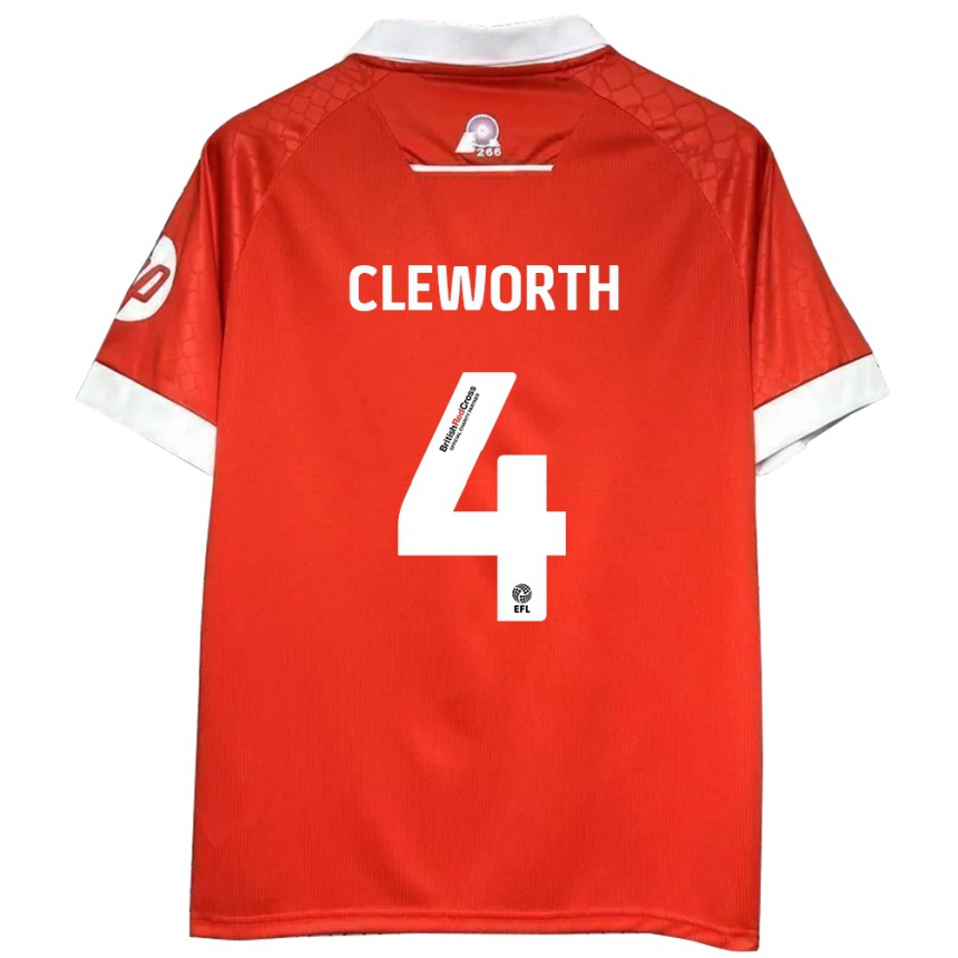 Kids Football Max Cleworth #4 Red White Home Jersey 2024/25 T-Shirt Uk