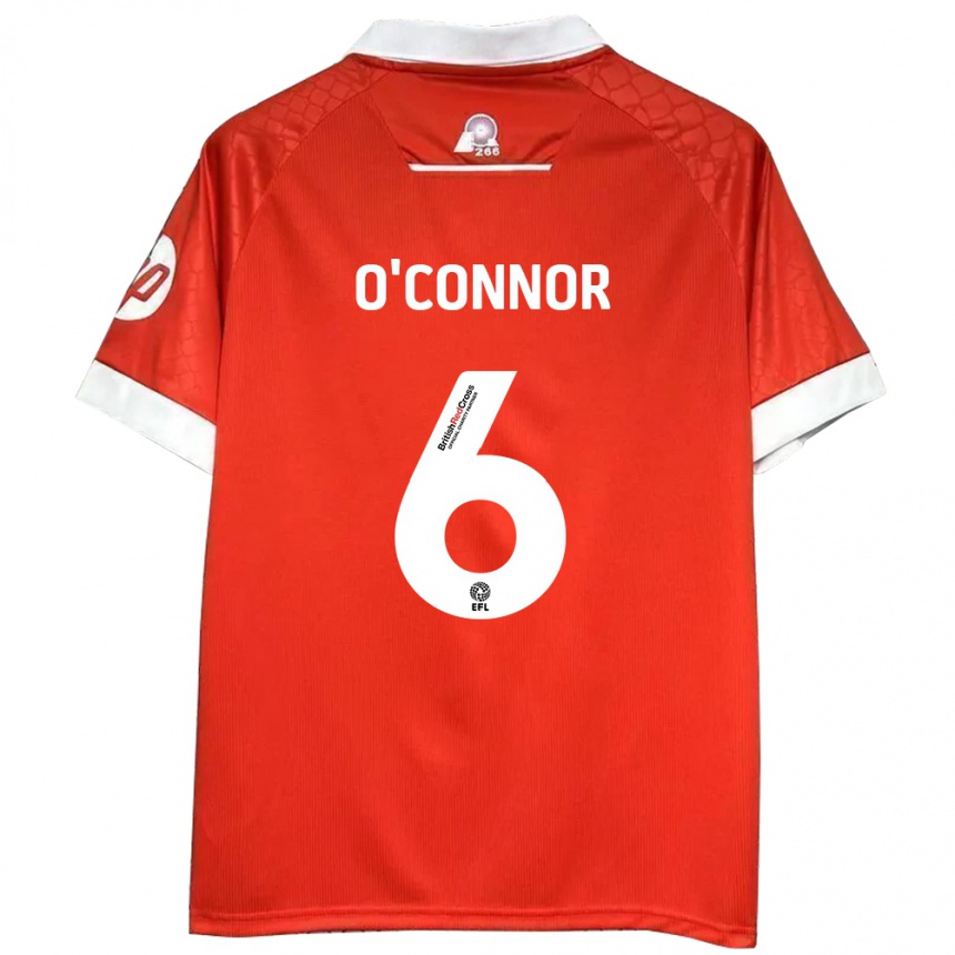 Kids Football Thomas O'connor #6 Red White Home Jersey 2024/25 T-Shirt Uk