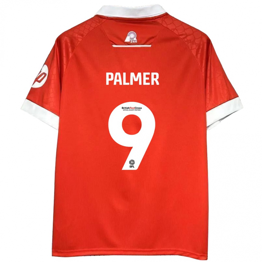 Kids Football Ollie Palmer #9 Red White Home Jersey 2024/25 T-Shirt Uk