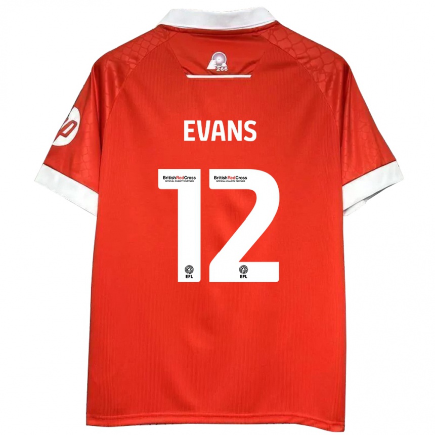 Kids Football George Evans #12 Red White Home Jersey 2024/25 T-Shirt Uk