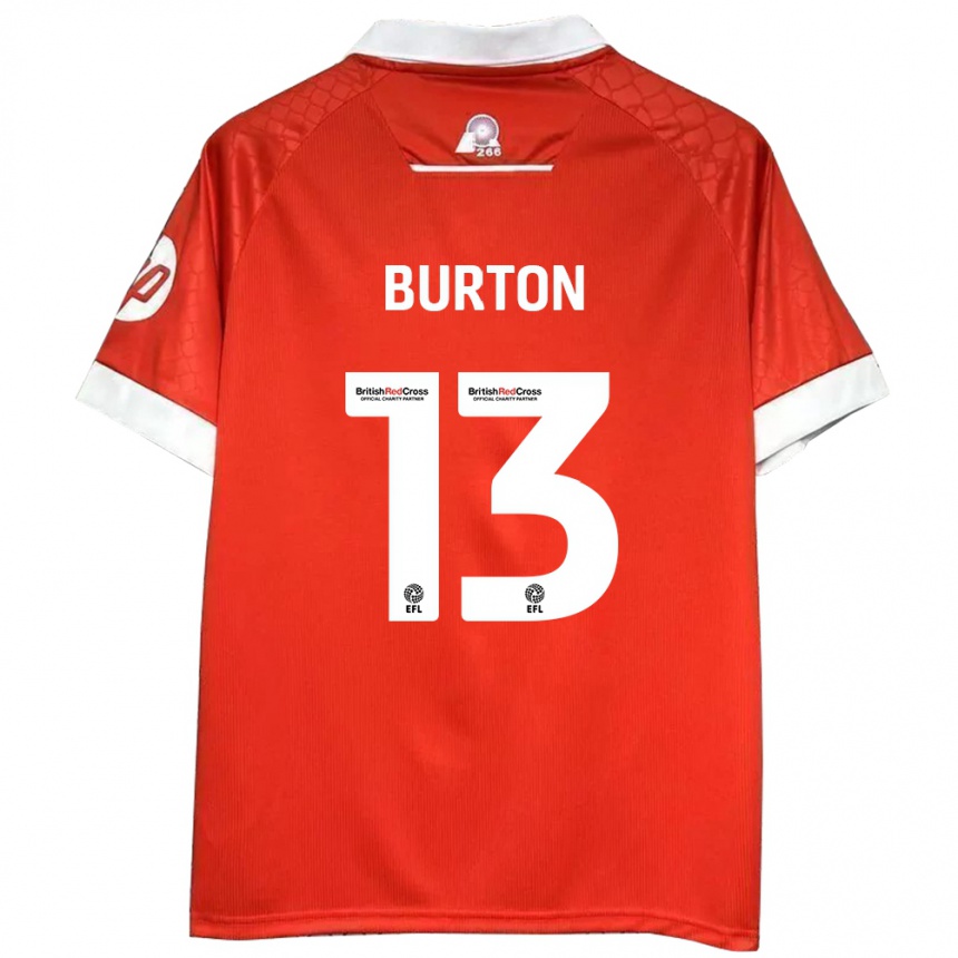 Kids Football Callum Burton #13 Red White Home Jersey 2024/25 T-Shirt Uk