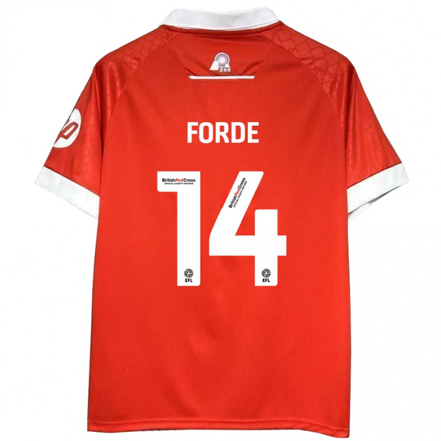 Kids Football Anthony Forde #14 Red White Home Jersey 2024/25 T-Shirt Uk