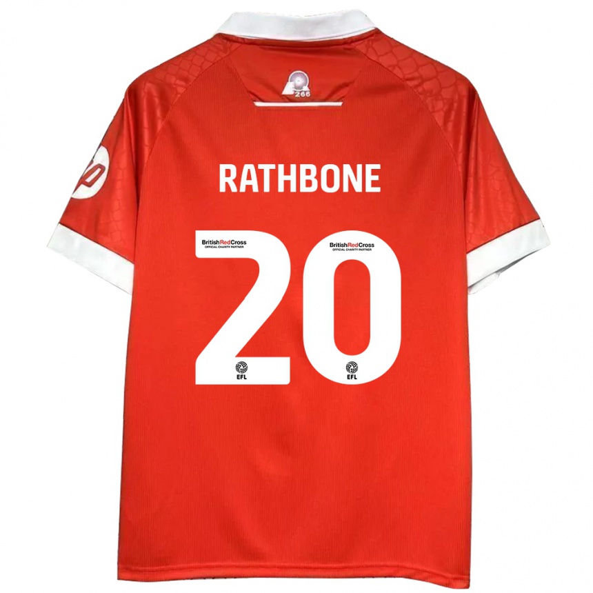 Kids Football Ollie Rathbone #20 Red White Home Jersey 2024/25 T-Shirt Uk