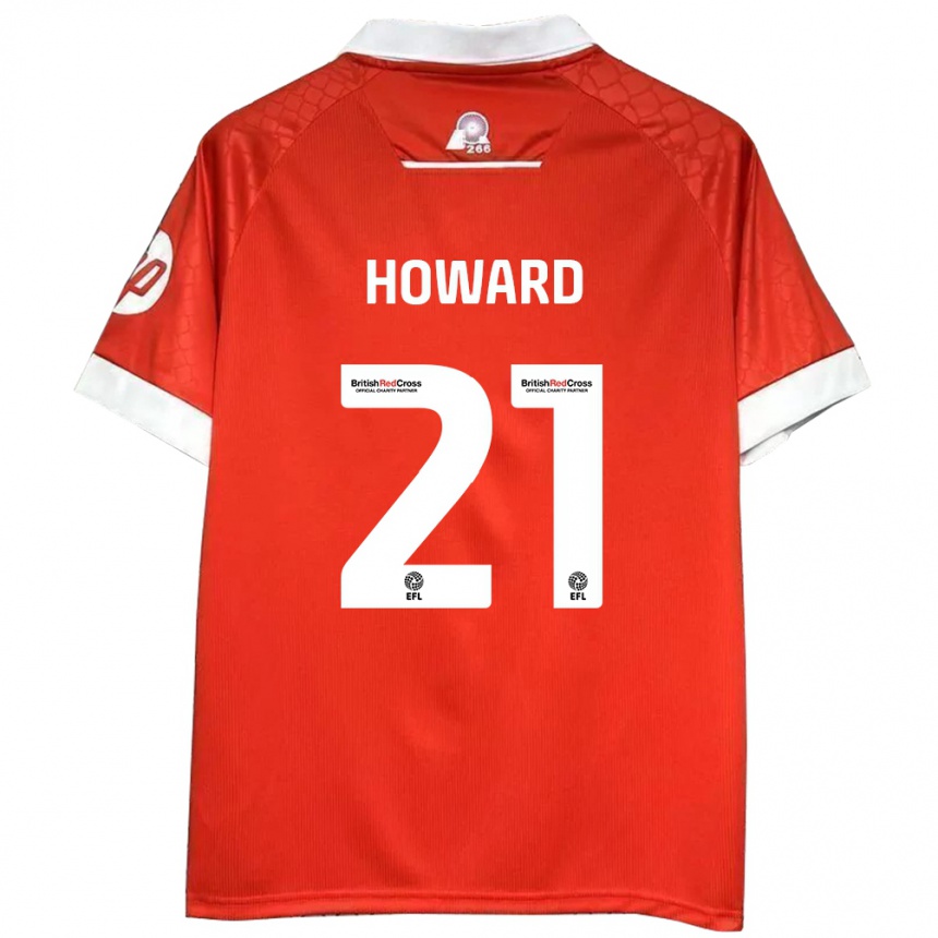 Kids Football Mark Howard #21 Red White Home Jersey 2024/25 T-Shirt Uk