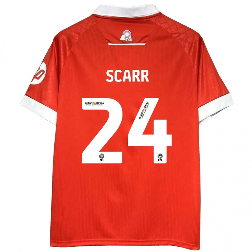 Kids Football Dan Scarr #24 Red White Home Jersey 2024/25 T-Shirt Uk