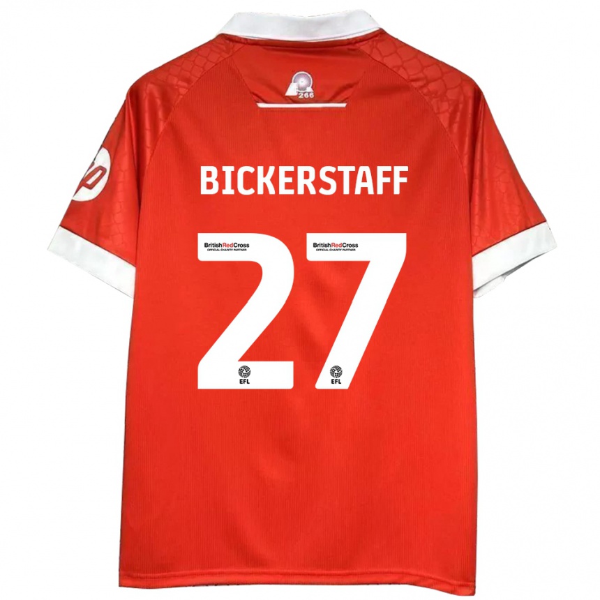 Kids Football Jake Bickerstaff #27 Red White Home Jersey 2024/25 T-Shirt Uk