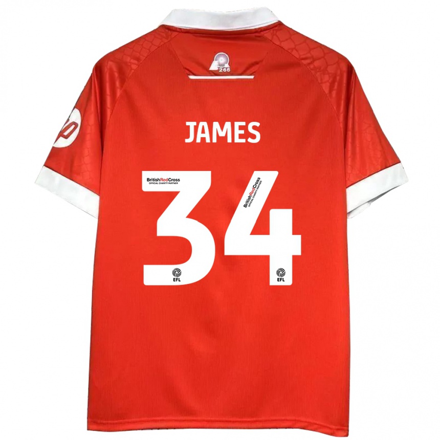 Kids Football Aaron James #34 Red White Home Jersey 2024/25 T-Shirt Uk