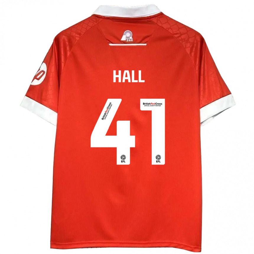 Kids Football Liam Hall #41 Red White Home Jersey 2024/25 T-Shirt Uk