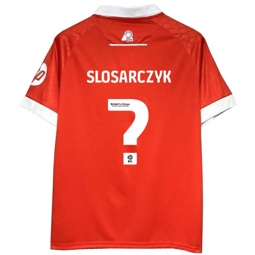 Kids Football Nikolas Slosarczyk #0 Red White Home Jersey 2024/25 T-Shirt Uk