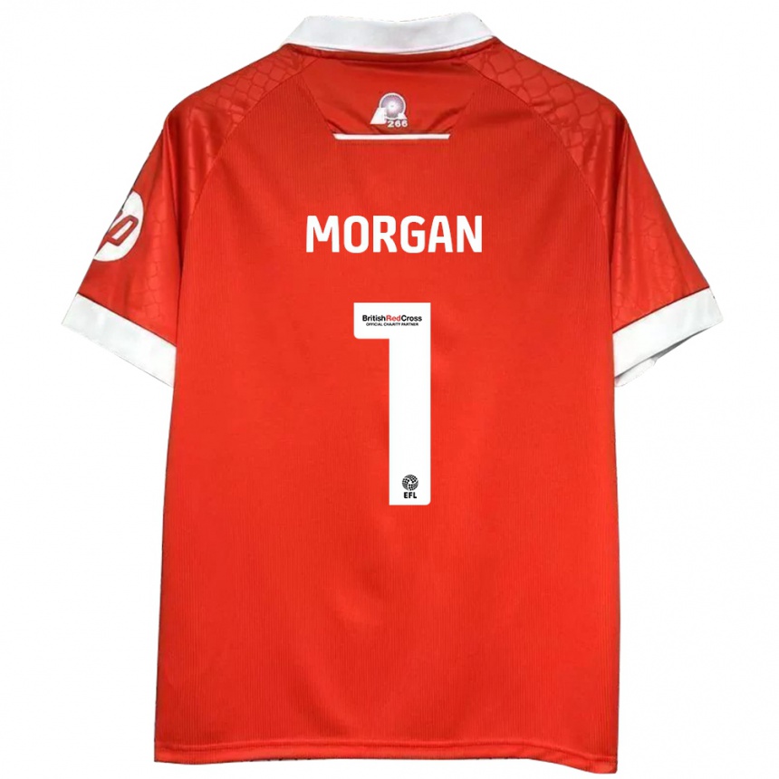 Kids Football Delyth Morgan #1 Red White Home Jersey 2024/25 T-Shirt Uk