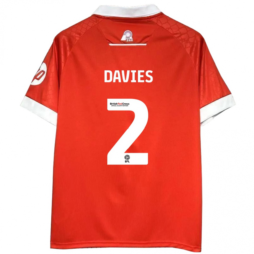 Kids Football Phoebe Davies #2 Red White Home Jersey 2024/25 T-Shirt Uk