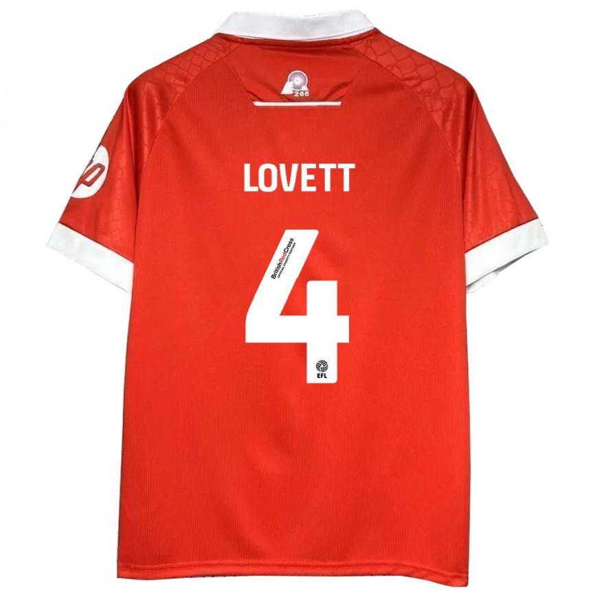 Kids Football Erin Lovett #4 Red White Home Jersey 2024/25 T-Shirt Uk