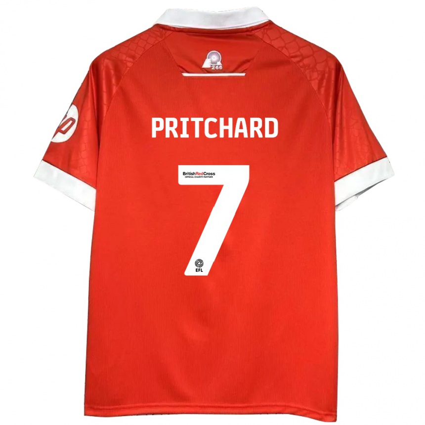 Kids Football Rebecca Pritchard #7 Red White Home Jersey 2024/25 T-Shirt Uk