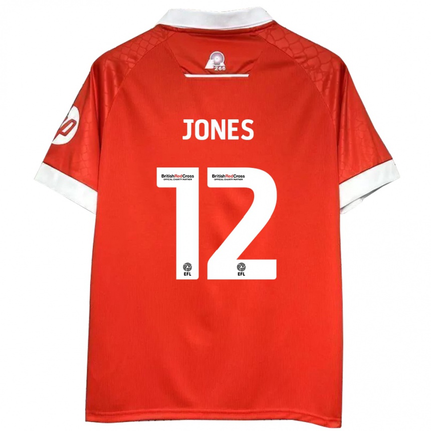 Kids Football Carra Jones #12 Red White Home Jersey 2024/25 T-Shirt Uk