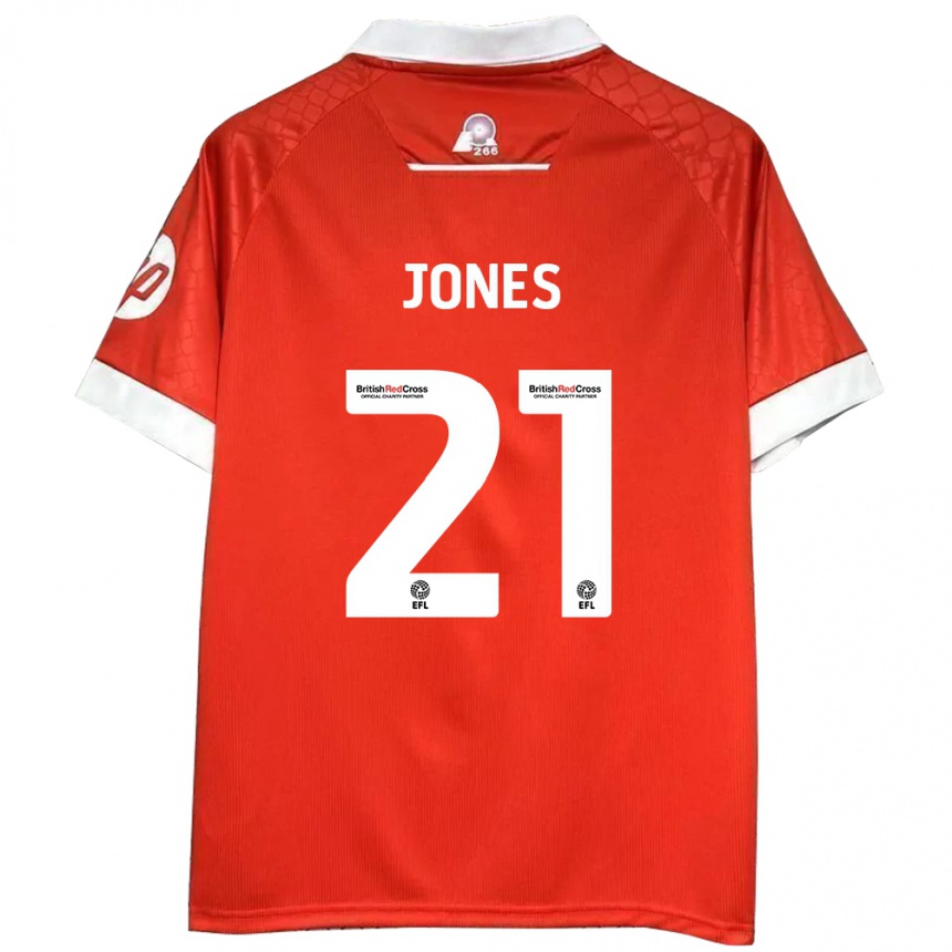 Kids Football Lili Jones #21 Red White Home Jersey 2024/25 T-Shirt Uk