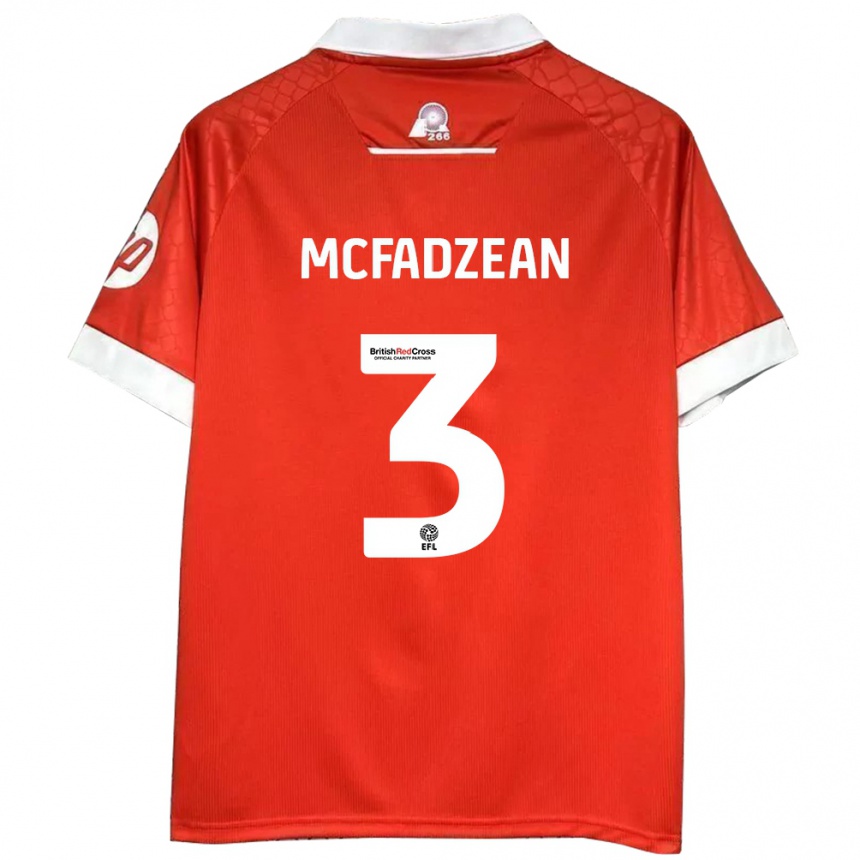 Kids Football Callum Mcfadzean #3 Red White Home Jersey 2024/25 T-Shirt Uk