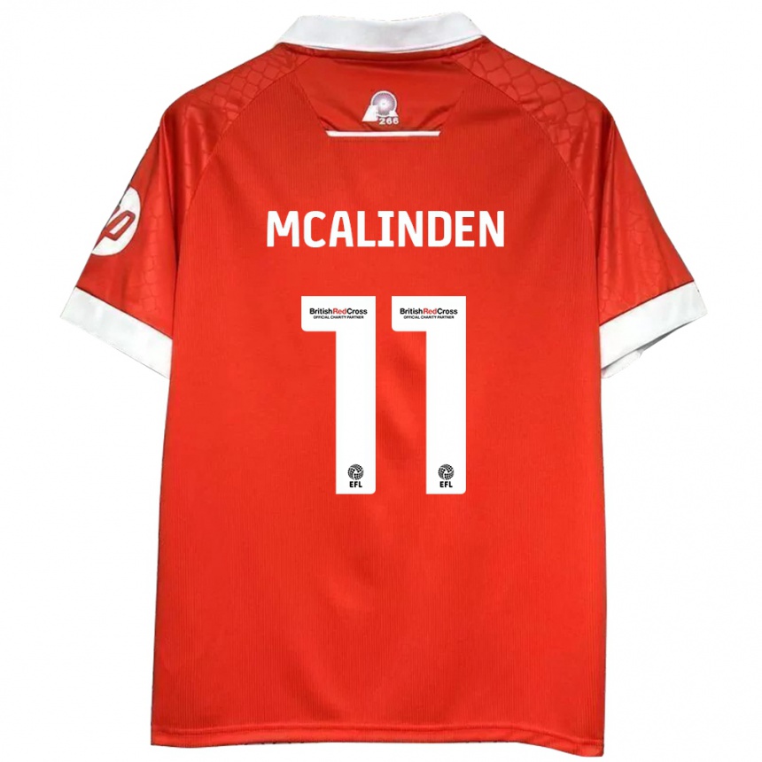 Kids Football Liam Mcalinden #11 Red White Home Jersey 2024/25 T-Shirt Uk