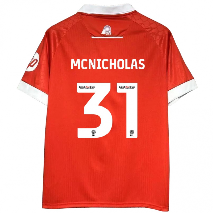 Kids Football Luke Mcnicholas #31 Red White Home Jersey 2024/25 T-Shirt Uk