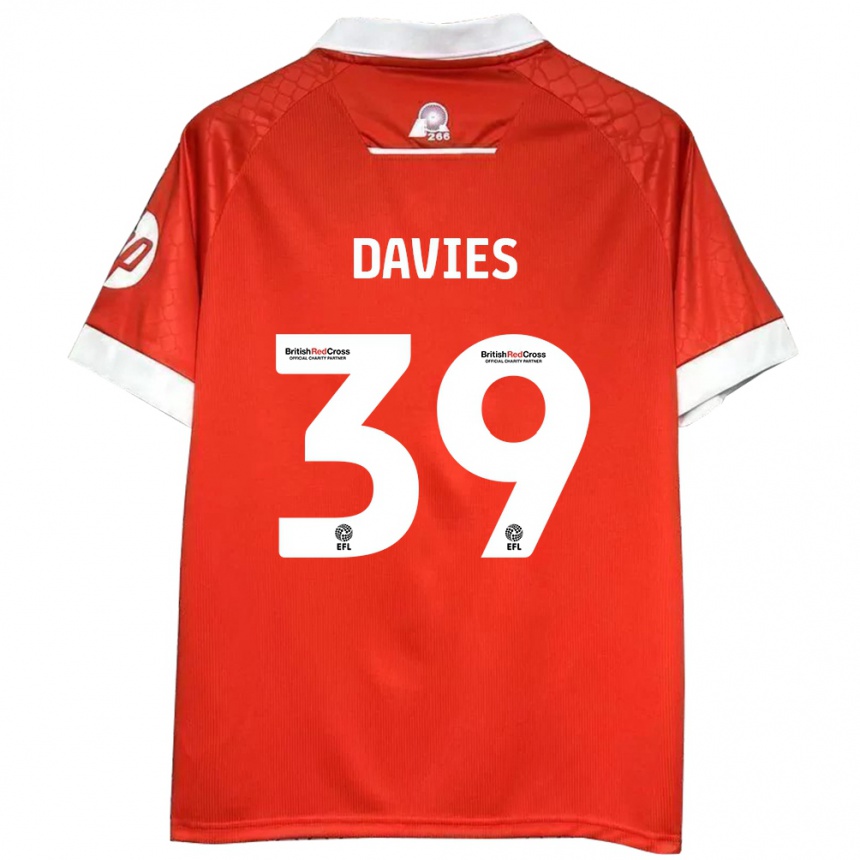 Kids Football Daniel Davies #39 Red White Home Jersey 2024/25 T-Shirt Uk