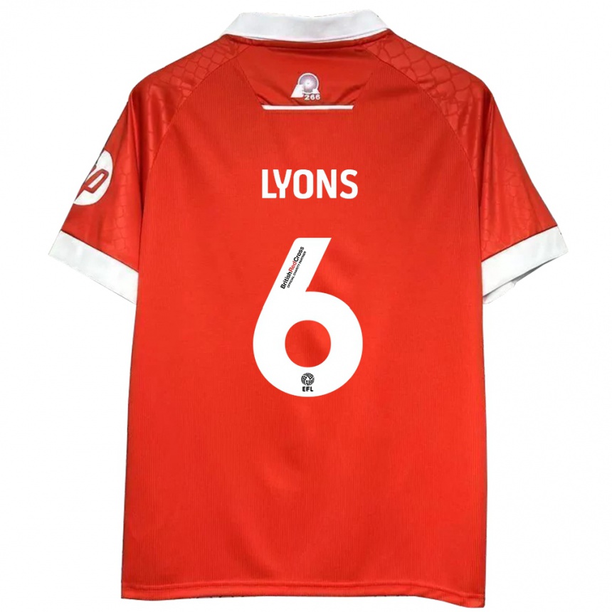 Kids Football Lauryn Lyons #6 Red White Home Jersey 2024/25 T-Shirt Uk