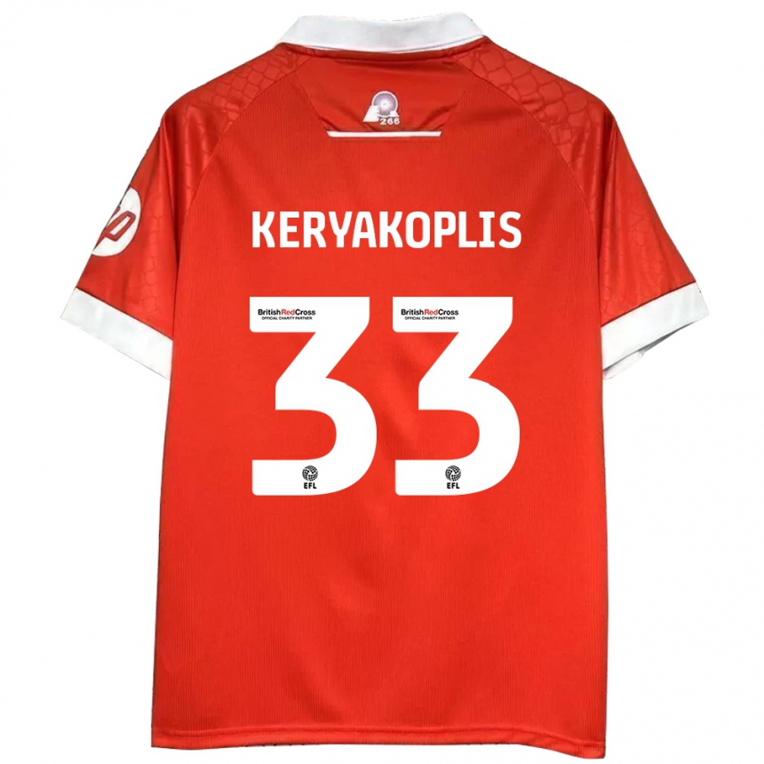 Kids Football Hannah Keryakoplis #33 Red White Home Jersey 2024/25 T-Shirt Uk