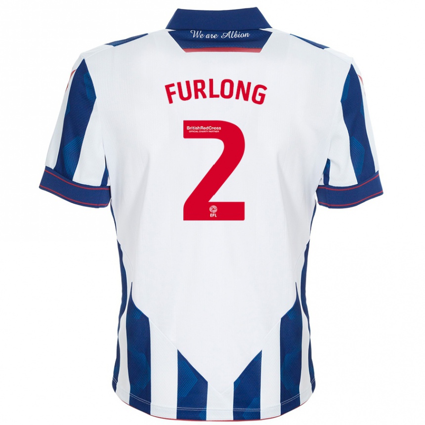 Kids Football Darnell Furlong #2 White Dark Blue Home Jersey 2024/25 T-Shirt Uk