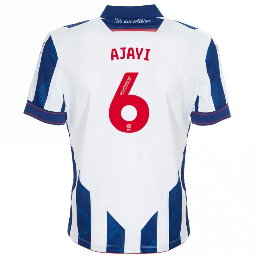 Kids Football Semi Ajayi #6 White Dark Blue Home Jersey 2024/25 T-Shirt Uk