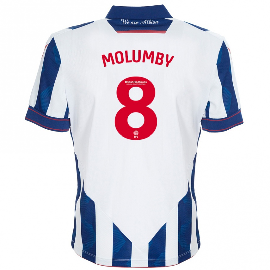 Kids Football Jayson Molumby #8 White Dark Blue Home Jersey 2024/25 T-Shirt Uk