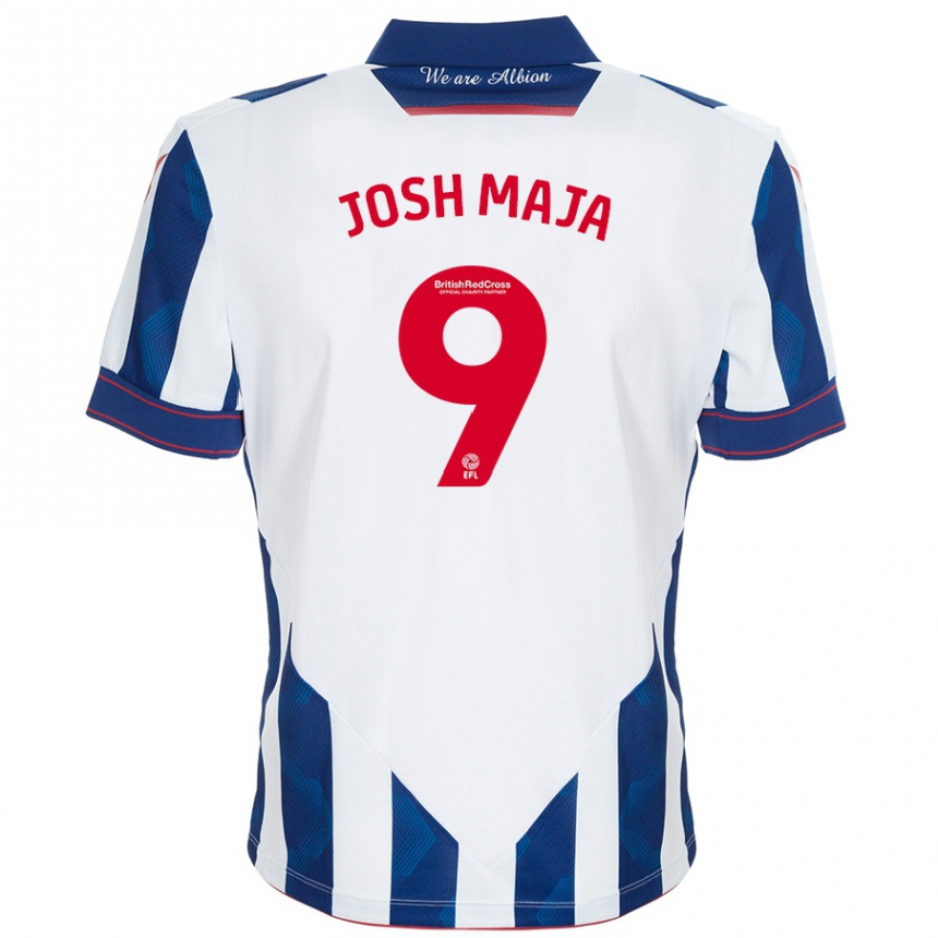 Kids Football Josh Maja #9 White Dark Blue Home Jersey 2024/25 T-Shirt Uk